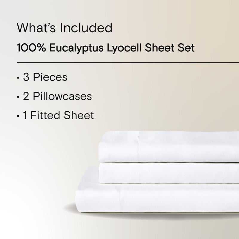 Sijo AiryWeight Tencel Sheet Set, 100% Lyocell Derived from Eucalyptus, Buttery Soft, Architectural Digest Best Cooling Sheets Winner - 3pc - 2 Pillowcases 1 Fitted (Snow, Cal King) - Image 2